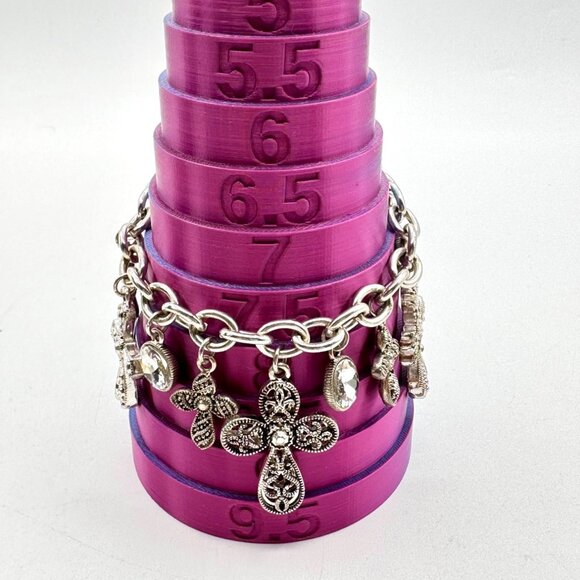 Bracelet With Rhinestones and Cross Charms Silver Tone - Picture 8 of 8